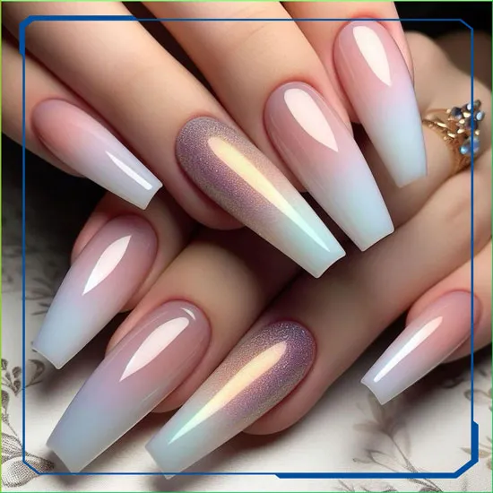 طراحی ناخن آمبره بلند