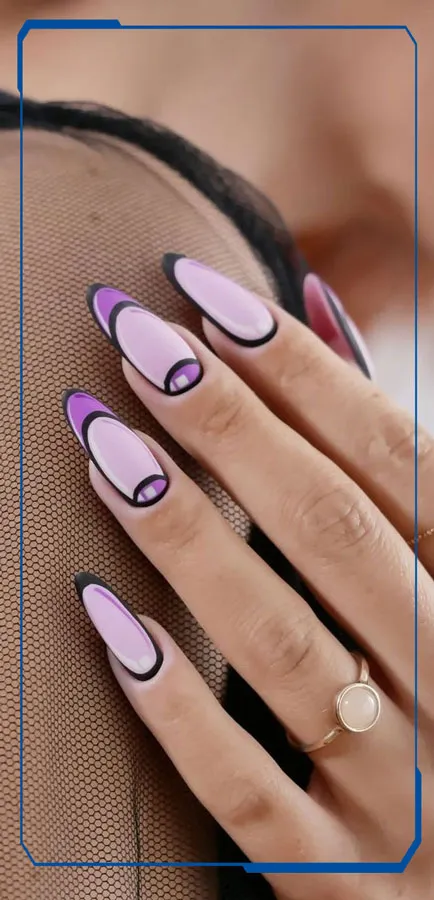 ناخن رنگ بنفش با طراحی